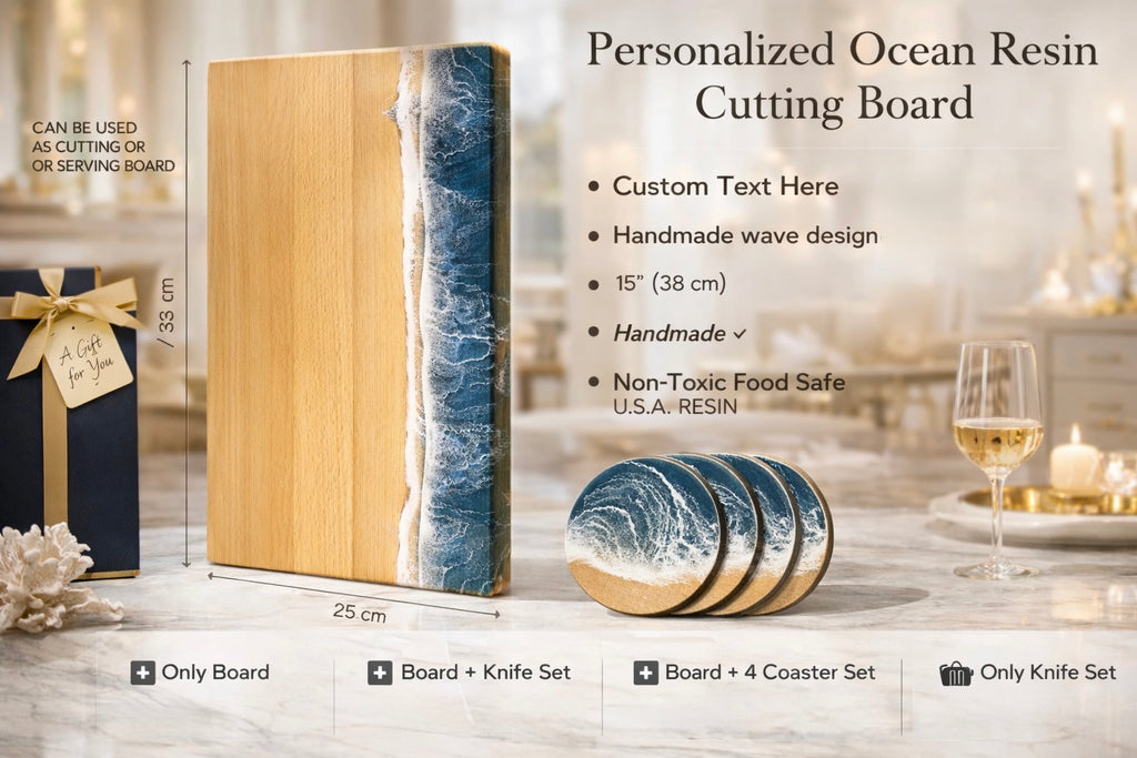 Personalized Ocean Resin Charcuterie Board Gift Set