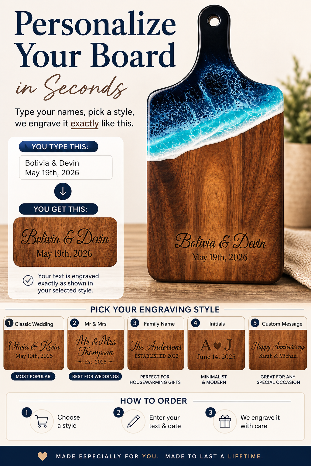 Personalized Charcuterie Boards | Wedding, Anniversary & Housewarming Gifts